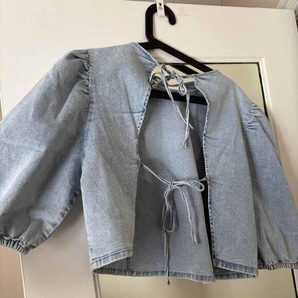 Puff Sleeve Denim Top by Divided H+M - Picture 4 of 7